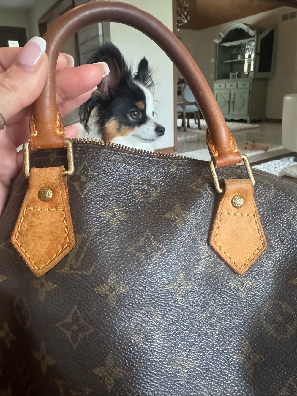 Louis Vuitton monogram 30 speedy Brown Leather-Satchel - Brown/Tan bag - Picture 13 of 17